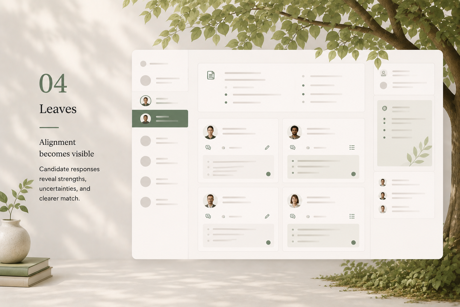 Leaves stage showing candidate evidence and review alignment
